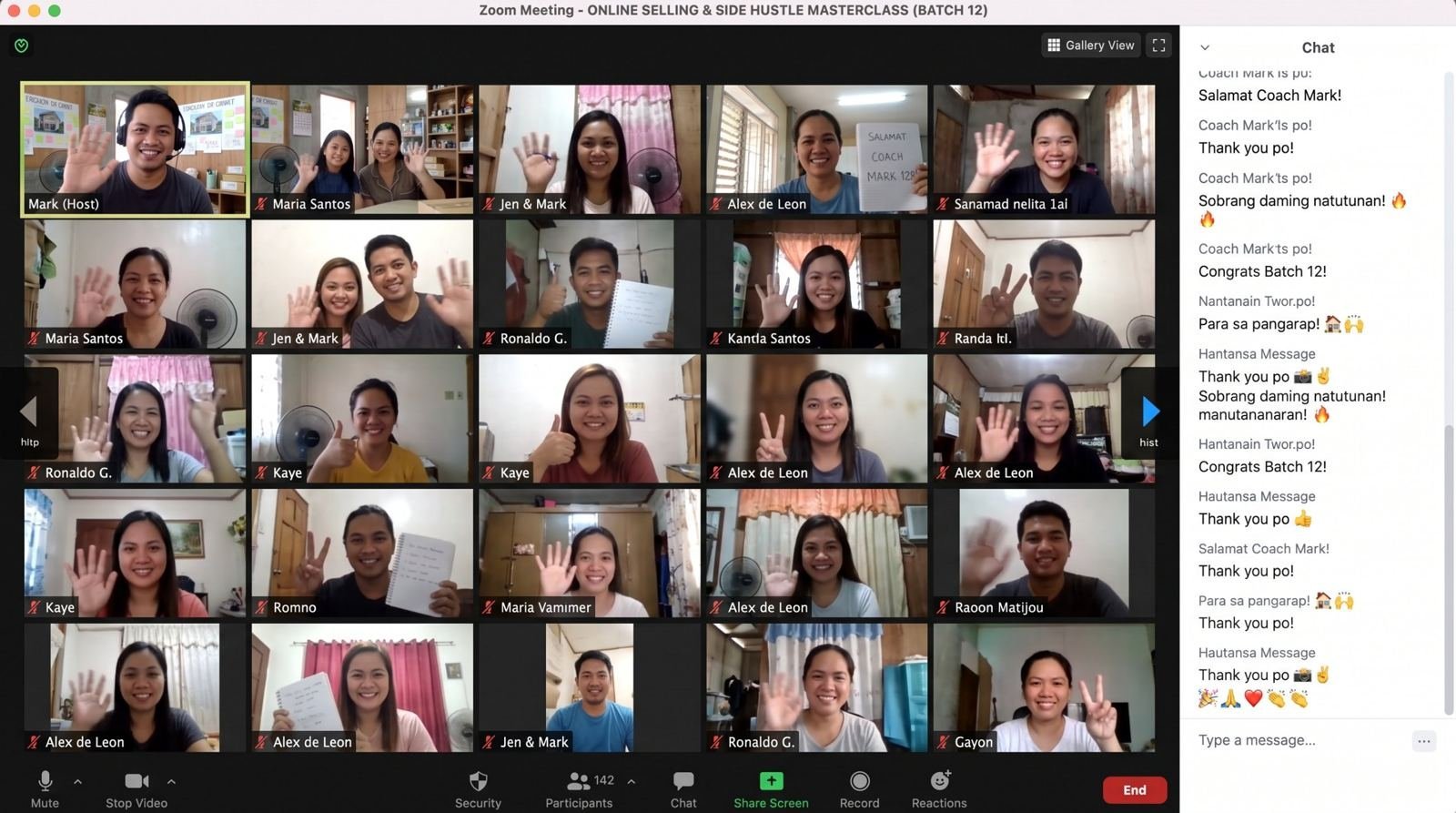A virtual batch on a video call, everyone waving